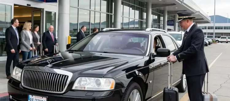 Professional Seattle airport car service with chauffeur assisting traveler