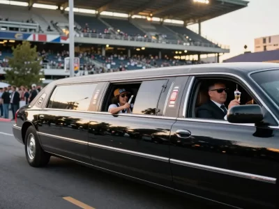 Luxury limousine transporting guests to a sports event
