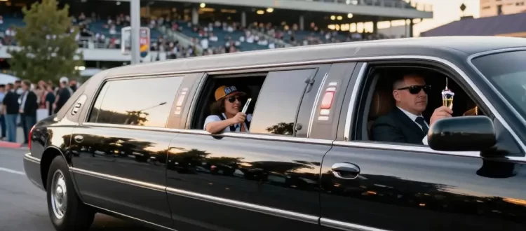 Luxury limousine transporting guests to a sports event