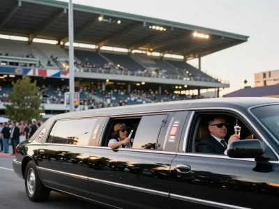 Luxury limousine transporting guests to a sports events transportation