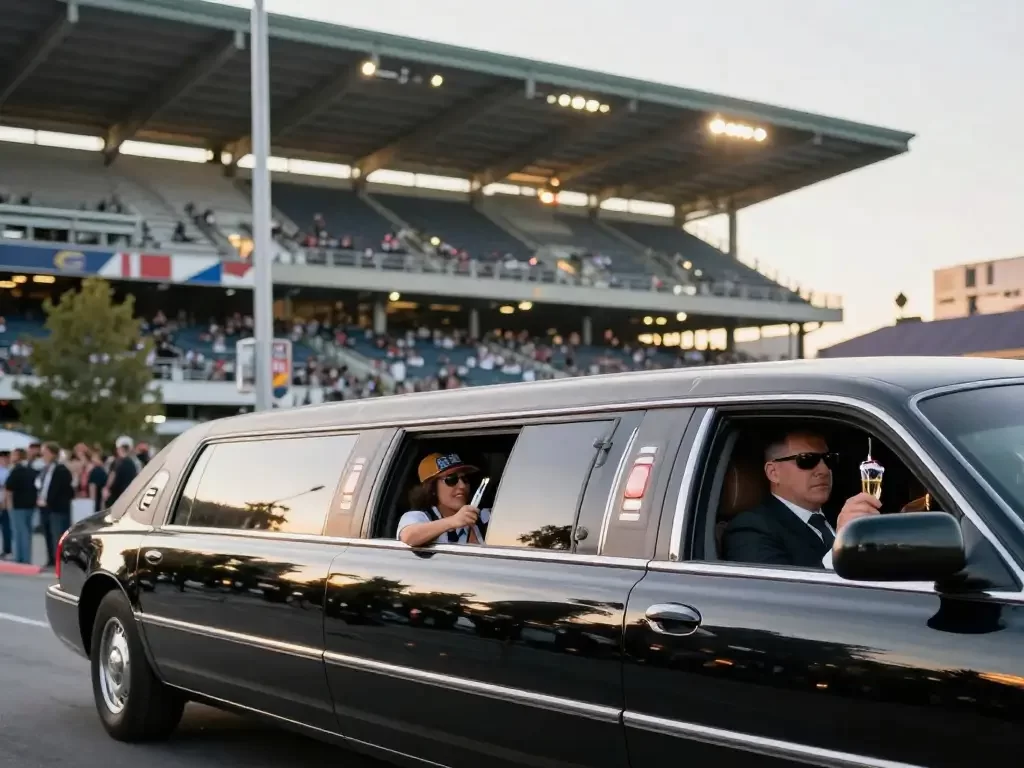Luxury limousine transporting guests to a sports events transportation