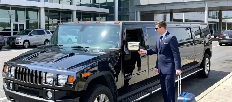 Airport Car Service in Bothell chauffeur assisting traveler at airport limo pickup