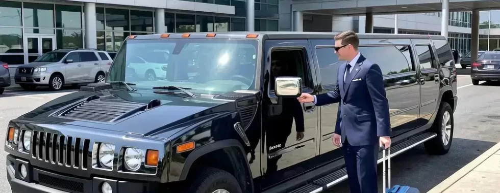 Airport Car Service Bothell chauffeur assisting traveler at airport limo pickup