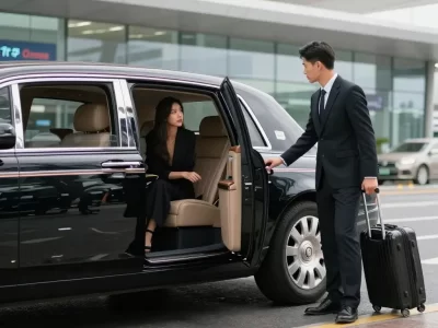 Luxury Seatac Airport Car Service chauffeur opening the car door for the passenger