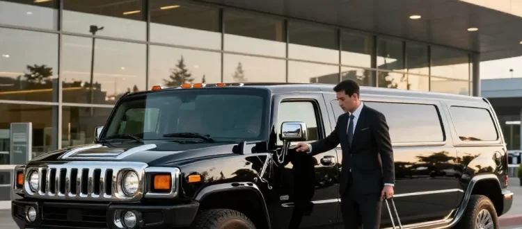 Luxury limousine service SeaTac airport pickup with professional chauffeur