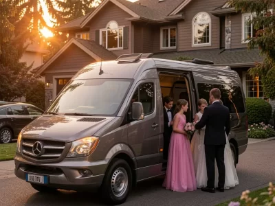 Students boarding a luxury vehicle for safe and stylish Homecoming Prom Limo Service